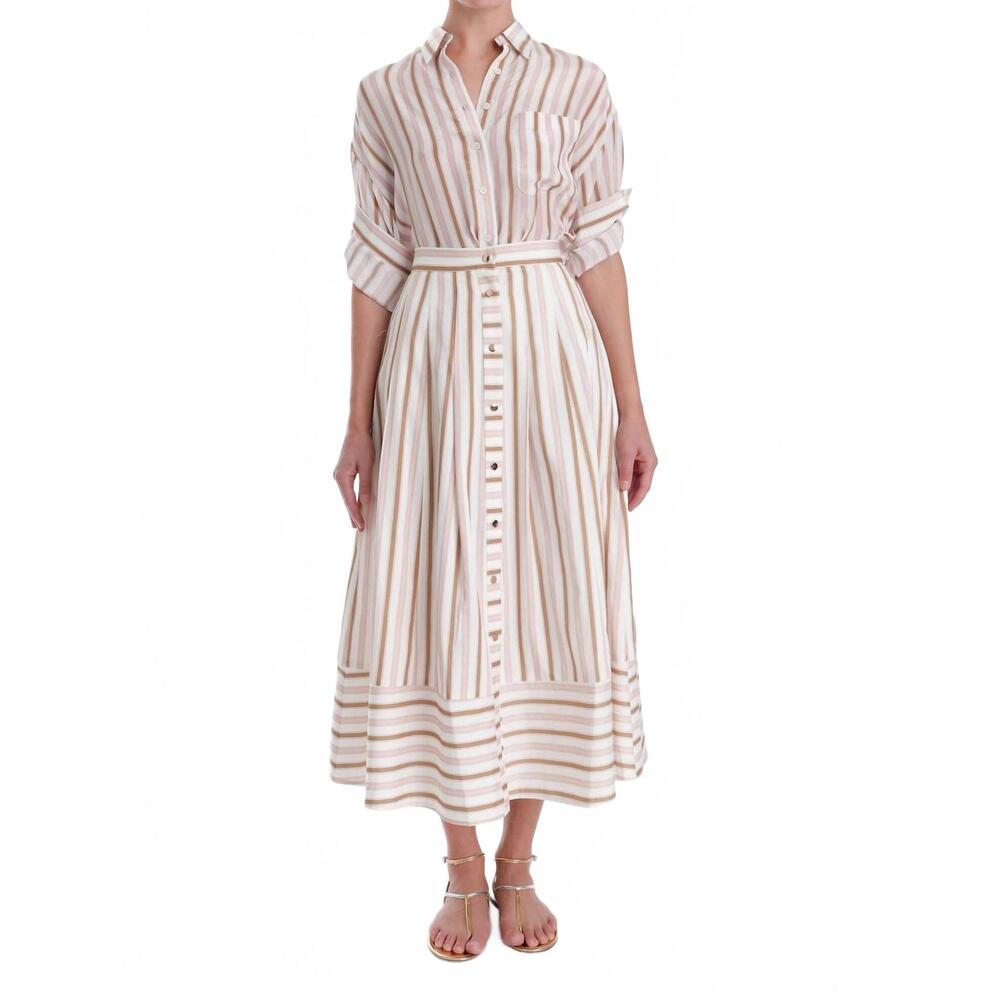 NEW KARINA GRIMALDI spencer striped midi skirt in multi stripe